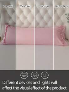1pc 100% Polyester Solid Color Lace Long Pillowcase, Lightweight And Elegant, Soft As Clouds, Suitable For Bedding And Sofa Decoration (Pillow Insert Not Included) - Crimson - View 8