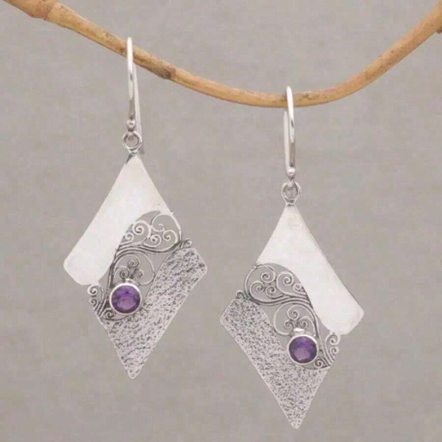 Retro Bohemian Geometric Creative Hollow Pendant Earrings, Fashionable And Elegant Women's Personalized Design Earrings Jewelry Gift - Silver - View 1