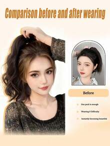 Ekor Kuda Sintetis Bergelombang Air, Wig Ekor Kuda Elastis, Sanggul Rendah Kepang Keriting Bergelombang Besar, Ekor Kuda Jepit Alami yang Mengembang, Ikat Rambut Ekor Kuda, Karet Rambut, Ikat Rambut Tali - MultiWarna - View 4