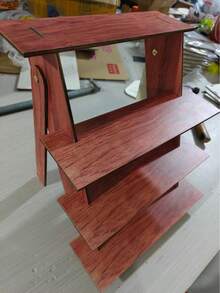 1pc Wooden Display Stand, 4-Tier Earring & Ring Display Rack, Rustic Style Cake Stand, Merchant Display Table Rack, Desktop Display Shelf, Suitable For Wedding/Birthday/Mother's Day Gifts, Home Desktop Display And Daily Use, Wooden Rustic Style Display Stand - Brown - View 8