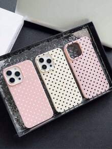 3 chiếc ốp lưng điện thoại chống sốc họa tiết chấm bi đen trắng, lỗ lớn, màu trơn, chất liệu da TPU, phù hợp làm quà tặng lễ hội, tương thích với Apple Xs/Xsmax/Xr/11 12 13 14 15 16pro/Promax/14 15 16plus/17, unisex - Nhiều màu - Xem 9