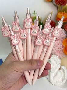 1/5/10pcs Rabbit Pattern Retractable Ballpoint Pens, Cute Rabbit Signature Pens, Smooth Writing, Suitable For Daily Office, Gift Set, Fashion Pen Set, Durable Plastic Material, Lightweight Pen Body, Multi-Pack, Suitable For Office Staff, Pen Category, Office Desk Accessories - Little Rabbit - View 2