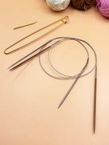 初學者編織全套工具組，包含 3.0mm 環形編織針、固定用安全針與鋁製縫針，適合學習編織圍巾、保暖帽子、針織毛衣，輕巧便攜，零基礎編織必備材料套裝 - 套裝 - 查看 3