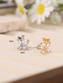 1PC Double Butterfly Nose Stud Bendable Pin Zirconia L Shape Nose Ring Dainty Piercing Jewelry For Women - L205 - View 6