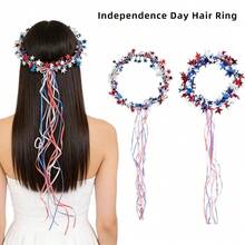 1pc Decorative Red White Blue Five-Pointed Star Headband With Long Tassel Streamer Hair Accessory - View 2