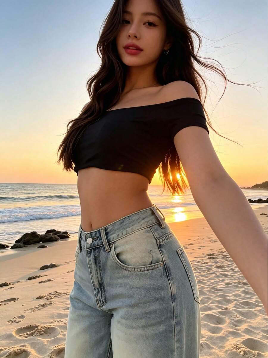 Women's High Waisted Wide Leg Jeans, Casual Loose Fit Blue Denim Pants, Streetwear & Daily Wear Trousers,Women's Blue High Waist Wide Leg Jeans, - 淺色水洗藍 - 查看 1