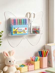 1 pieza Estante de pared de acrílico transparente - Estante de almacenamiento de pared sin taladro - Elemento esencial para ahorrar espacio para habitación de niños, suministros para bebés, decoración de habitación, decoración de habitación de niñas, suministros para fiesta de baby shower - Multicolor - Ver 5