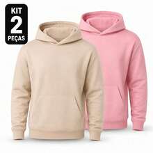 Set Of 2 Plain Kangaroo Jackets, Unisex, Comfortable Basic Winter Warmth - Beige + Pink - View 1