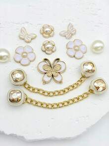 26pcs Set French Elegant Bowknot & Flower Decorative Buttons For DIY Sandals - Gold - View 8