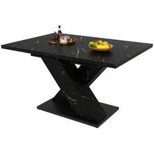 Mesa de comedor telescópica (119-158,5 x 80 cm), mesa extensible, mesa de cocina, se extiende de 119 a 158,5 cm gracias a extensiones internas, para cocina y salón, mesa de comedor color madera con tablero curvado - Negro - Ver 11