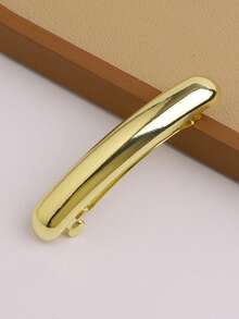 1/2/3pcs Women's Elegant Metal Hair Clips, Y2K Glamorous Solid Color Single Line Spring Clips, Elegant Casual Hair Clips, Daily Ponytail Clips, School Supplies Hair Accessories,Claw Clips - Gold - View 9