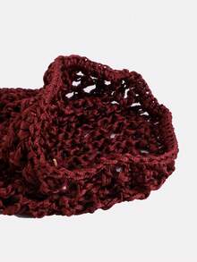 1 pieza Gorro de red para el cabello de mujer hecho a mano de ganchillo, cubierta de malla para la cabeza, gorro de red de protección para el cabello adecuado para uso diario - Burdeos - Ver 4