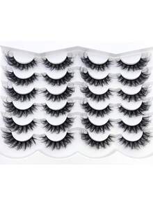 HBZGTLAD 12 Pairs Multi-Style Extra Long Thick Natural Fluffy Cat Eye Wispy False Eyelashes, Black Band Strip Lashes, Thick Volume Extension Look D Curl Cat Eye Natural Appearance Faux Mink 3D Fluffy Russian Strip Lashes, Reusable For Daily Wear And Practice - View 11