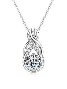 XUJIA 1pc 2.15ct Round Moissanite Women's 925 Sterling Silver Infinity Necklace, 18inch+2inch Adjustable Chain, Sparkling Exquisite Jewelry Gift - PMO-173 - View 13