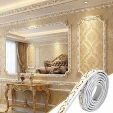 Lis Pinggiran PVC Fleksibel Perekat Diri 1m/2m Warna Putih Emas, Lis Dekoratif Motif Plaster Tiruan, Cocok untuk Cermin, Bingkai, Plafon, Dinding, Jendela, Lembut dan Lentur - warna - View 2