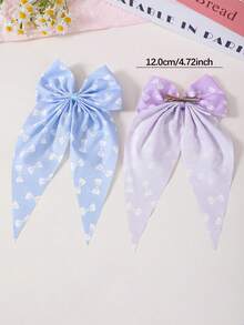 6pcs Girls Colorful Bowknot Print Hair Clips, Hair Accessories, Head Clips, Back Of Head Clips, Non-Damaging Hair Side Clips, Alligator Hair Clips, For Daily Use - Multicolor - View 9