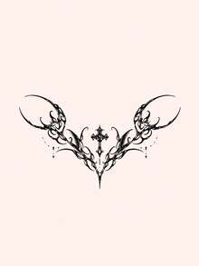STARTTOOS Sexy Succubus Tattoo-Aufkleber für den unteren Rücken dunkles gotisches Cyber-Totem, geeignet für Brust, Taille, Bauch DIY Karnevalsparty Feiertagsgeschenk Körper Haut wasserdicht realistischer Tattoo-Aufkleber - Schwarz - Übersicht 3