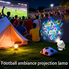 1pc Football Projection Lamp, Dynamic Football Atmosphere Night Light, 360 Degree Rotation, USB Plug-In Mode, Bedside Lamp, Birthday Gift, Cool Gift For Football Sports Enthusiasts Bedroom Decor - White - View 1