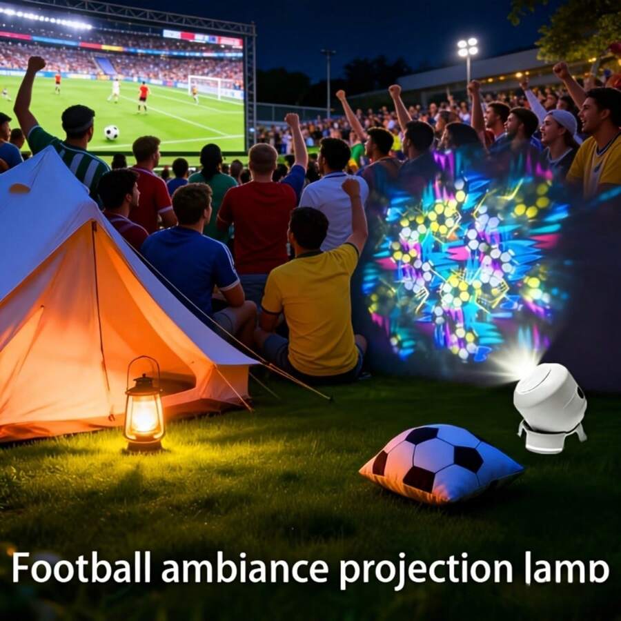 1pc Football Projection Lamp, Dynamic Football Atmosphere Night Light, 360 Degree Rotation, USB Plug-In Mode, Bedside Lamp, Birthday Gift, Cool Gift For Football Sports Enthusiasts Bedroom Decor - White - View 1