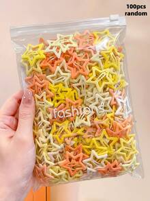 100/50/30/10pcs Cute Y2K Five-Point Star BB Hair Clips, Bright Yellow Color Broken Hair Clips, Basic Matching Hair Accessories - Suitable For Girls, Daily School, Party, Sports - Multicolor - View 15