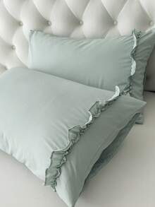 1 buah Sarung Bantal Renda Warna Polos 100% Poliester (Isi Bantal Tidak Termasuk), Cocok Untuk Dekorasi Kamar Tidur, Pernikahan, Romantis, Gaya Bohemian - abu-abu kehijauan - View 7