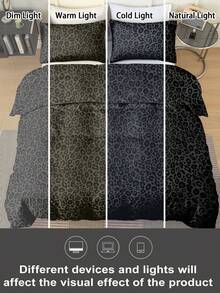 3件組豹紋被套組，超柔軟透氣高級微纖維面料，四季通用床品，可機洗，耐褪色，防起球，防縮水，防皺，適合現代奢華、極簡及其他風格，易打理床品組，提供特大號/大號/中號/單人號，適合居家、宿舍、公寓、客房、短期租賃及送禮 - 彩色 - 查看 8