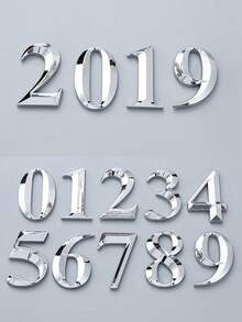 1pc Minimalist Style Door Number Plate, Silver 3D Decorative Sign Suitable For Home Entrance Door - House Number - View 2