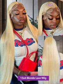 34 Inch 613 Blonde 13x4 Transparent Straight Lace Front Wigs 200 Density Brazilian Human Lace Wig Pre Plucked Hairline With Baby Hair Elastic Band Can Be Middle Part Left/ Right Side Part And Free Part For Women - S613 - 查看 7