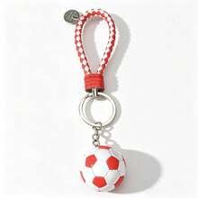 Mini Realistic Football Keychain, Woven Leather Cord Pendant, Bag Charm, Creative 3D Football Keyring, Sports Style Minimalist Accessory, Small Gift - Multicolor - View 9