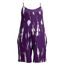 Women's Fashionable Irregular Tie-Dye Random Print Pocket Jumpsuit - 紫色 - 查看 6