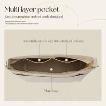 1pc Felt Fabric Women's Multifunctional Washable Large Capacity Bag-In-Bag Makeup Pouch Toiletry Bag Organizer Pouch Desk Storage Box Inner Support Bag - Black - View 6