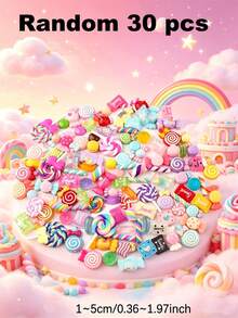 10/30/50/80/100/200/500pcs Multicolor Whimsical Faux Candy Resin Charms Set - Vibrant, Sweet Theme Decorations For DIY Crafts And Scrapbooking - DIY Candy - View 16