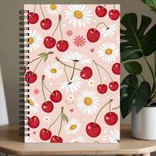 Cherry & Daisy Spiral Notebook - College Ruled Journal With High-Quality Paper, Vibrant Pink Cover Design, Portable For Note-Taking, Studying & Creative Writing - Perfect For Students & Professionals, Notebooks For School - E - View 6