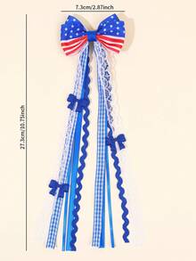 2pcs July 4th Independence Day Bow Hair Clips, White Blue Red American Flag Theme Hair Accessories, Star Stripe Plaid Hairpins, Cute Holiday Gift Party Summer Hair Accessories For Girls - Multicolor - View 4