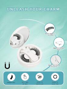 1 Pair Russian Strip Magnetic False Eyelashes , Soft Magnetic Eyelashes, Natural DCurl False Eyelashes, No Glue Needed, Very Soft, Suitable For Beginners, Reusable, Eyelashes - Black - View 4