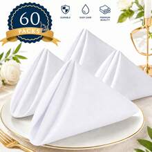 6 Packs White Rectangle Tablecloth & Napkins Set, Solid Color Polyester Table Linens, Wrinkle Resistant, Stain Proof, Easy Clean, Reusable Washable Table Cover For Wedding Party Banquet Restaurant Buffet Catering Dining Table Home Decor - White - View 18