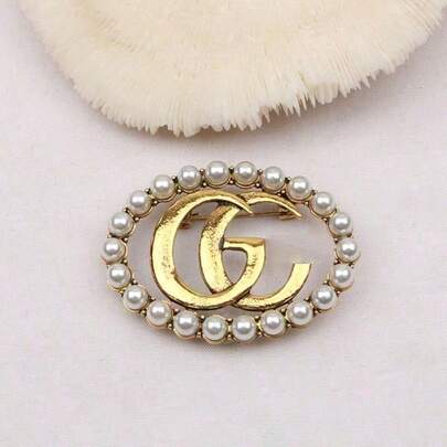 1Pc Pearl Inlaid Cross Brooch, Retro Sparkling Lapel Pin, Elegant Accessory For Coat Cardigan, Party Daily Wear Jewelry Gift
