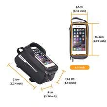1pcsMountain Bike Front Beam Bag Mountain Bike Double Bag Mobile Phone Bag Upper Tube Bag Waterproof Saddle Bag Riding Equipment EVA Hot Press Bag - Black - View 7