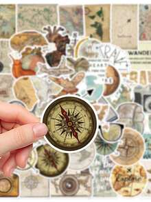 50PCS,Travel The Map Stickers,PVC Material,Creative And Aesthetic Design Sticker,Each One Is Different,Suitable For Mobile Phone Cases, Tablets, Laptops, Suitcases, Cars, Notebooks, Handwritten Diaries And More Sticker School Supplies - 50pcs - View 7