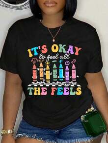 100% Cotton It Is Okay To Be Yourself Ask For Help Not Know It At All T-Shirt - Black 1 - View 1