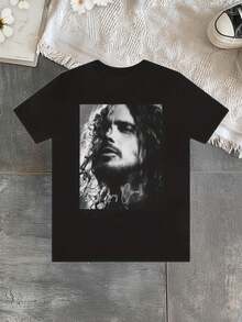2026 ChrisCornellAudioslave T-Shirt, 100% Cotone, Pullover Casual Girocollo, Maniche Corte, Superficie Liscia, Lavabile In Lavatrice, Varie Taglie S-4XL, T-Shirt Grafica Nera, Ad - 白色 - 查看 6