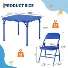 Hodeffior 3/5 Piece Folding Card Table And Chairs Set, Portable Dining Table With 4 Padded Folding Chairs, Foldable Indoor Outdoor Table Set For Camping, Party, Garden, Balcony And RV Use - Colorful-b - View 3