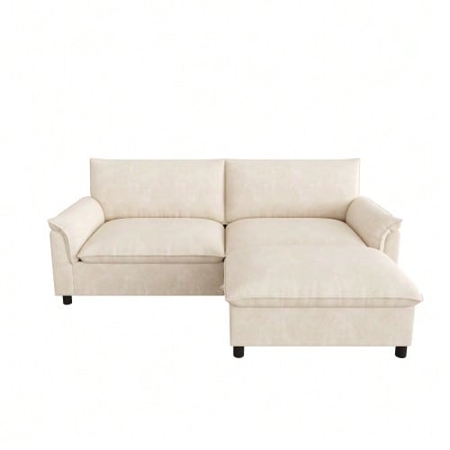 Modulär Cloud-sektionsoffa, bekväm hörnsoffa för vardagsrummet, modern djupsitsdesign, överdimensionerad Cloud-soffa, med rörlig fotpall, högt ryggstöd, mått: B216 * H82 * D77