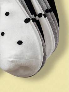 5 pares de calcetines cortos versátiles de moda con lunares para mujer - Multicolor - View 4