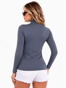 Moderna & Slim Women's Turtleneck Blouse With Long Sleeves - Various Colors - 灰色 - View 2