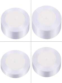 1 捲白色聚酯纖維緞面絲帶，6mm-2.5cm 適用於禮物盒、糖果盒、蛋糕盒、花卉裝飾、DIY 玫瑰材料、花藝布置、派對用品、婚禮派對裝飾 - 6mm-2.5cm緞帶 - 查看 3