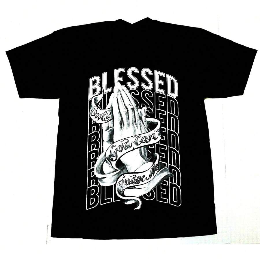 Summer Tops BLESSED T-Shirt Only God Can Judge Me Urban Streetwear ... T Shirt Summer Outfit Women Tops Short Pants Pattern - Black - View 1