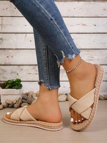 Sexy Polyester (Polyester) Vacation Sandals, Lightweight Summer Vacation - Light Khaki - View 3
