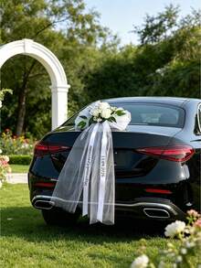 1件客製化婚禮蝴蝶結裝飾，婚禮車飾，新家裝飾，個性化文字或姓名，新娘禮物，個性化婚禮車緞帶蝴蝶結裝飾，婚禮車網格蝴蝶結裝飾，婚禮必需品 - 彩色 - 查看 4
