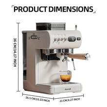 AEOMJK Espresso Machine, Built-In Grinder, Cold And Hot Dual Extraction, Can Make Cold Coffee And Hot Coffee, Retro Design, Lever Switch, 20BAR Pressure Extraction Coffee, With Steam Wand For Frothing Milk, 1.8L Detachable Water Tank, Semi-Automatic Coffee Machine, EU Plug - 歐規F型插(220-240V) - 查看 10